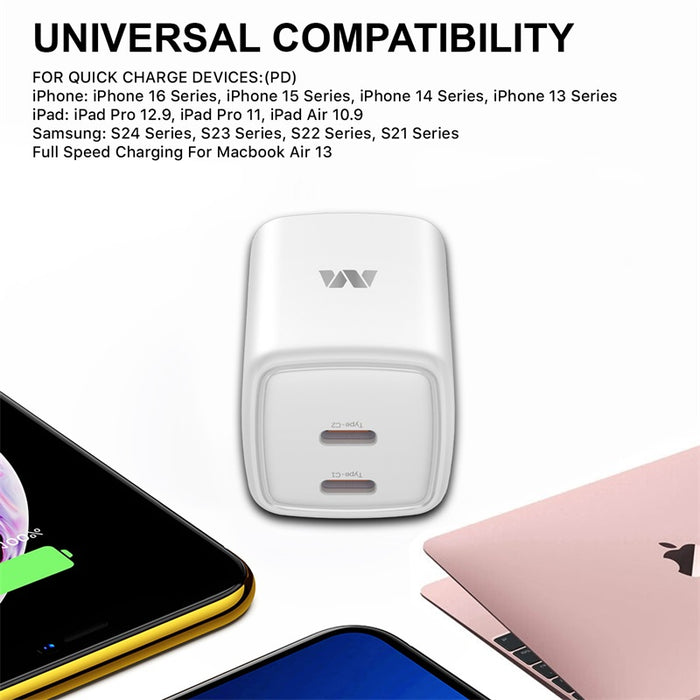 35W Dual USB-C Fast Charger - Warsaw Wireless