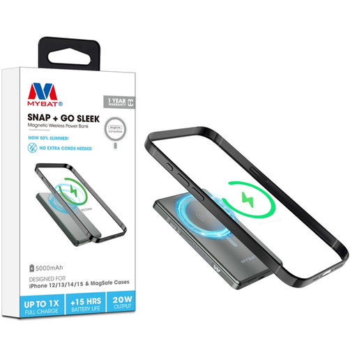 5000mAh SNAP + GO SLEEK Magnetic Wireless Power Bank