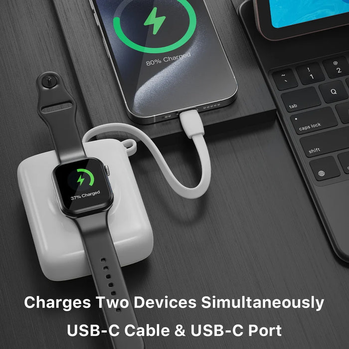 MyBat 10000mAh PowerLoop Power Bank with Watch Charger - White