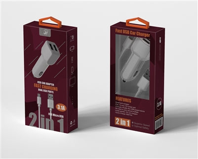 WindWing | 2 IN 1 V9 Fast Car Charger - White - charger -Warsaw Wireless