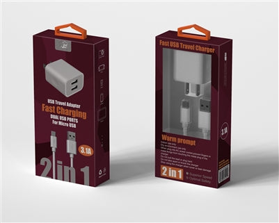 WindWing | 2 IN 1 V9 Fast USB Charger - White - charger -Warsaw Wireless